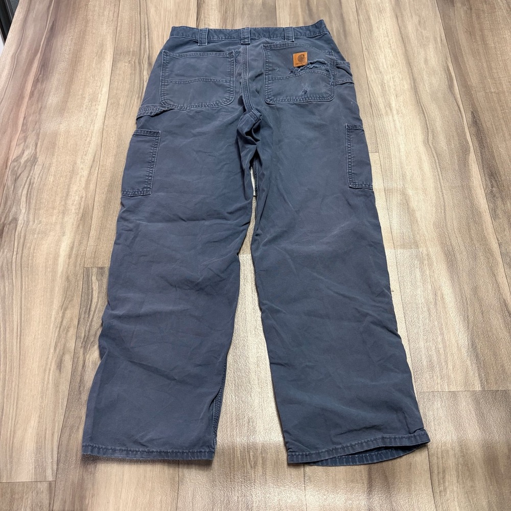 Carhartt B151 NVY Navy Blue Canvas Carpenter Work Pants 32x30 Distressed Faded